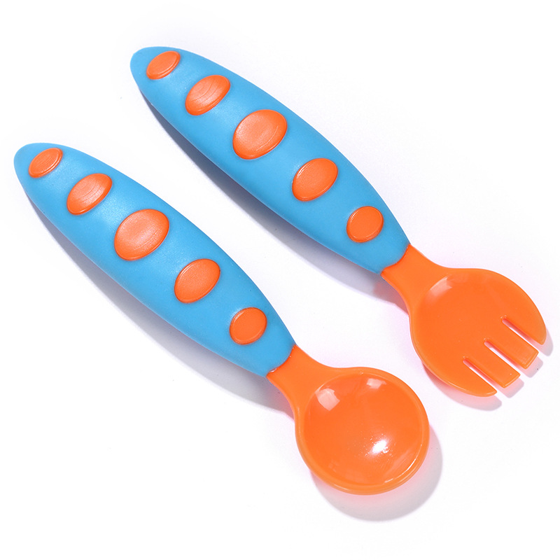 Baby Feeding Spoons Fork Set BPA Free PP Utensils Dot Baby tableware Set 6 Months