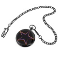 Rainbow Star Moon Angel Pattern Display Men Women Black Case Quartz Steampunk Gift Item cep saati Pocket Watch Chain Watches