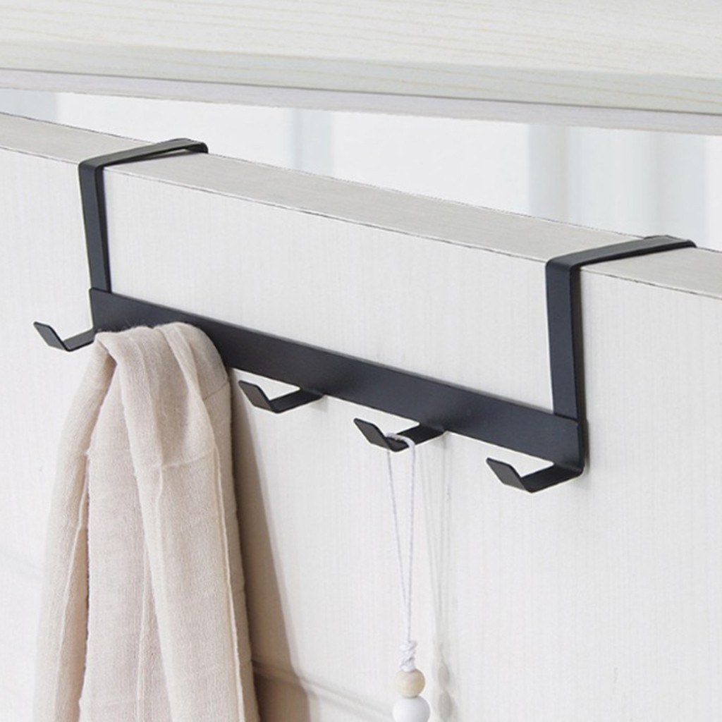 Over The Door 5 Hooks Home Bathroom Organizer Rack Clothes Coat Hat Towel Hanger Bathroom Kitchen Accessories Holder Hooks