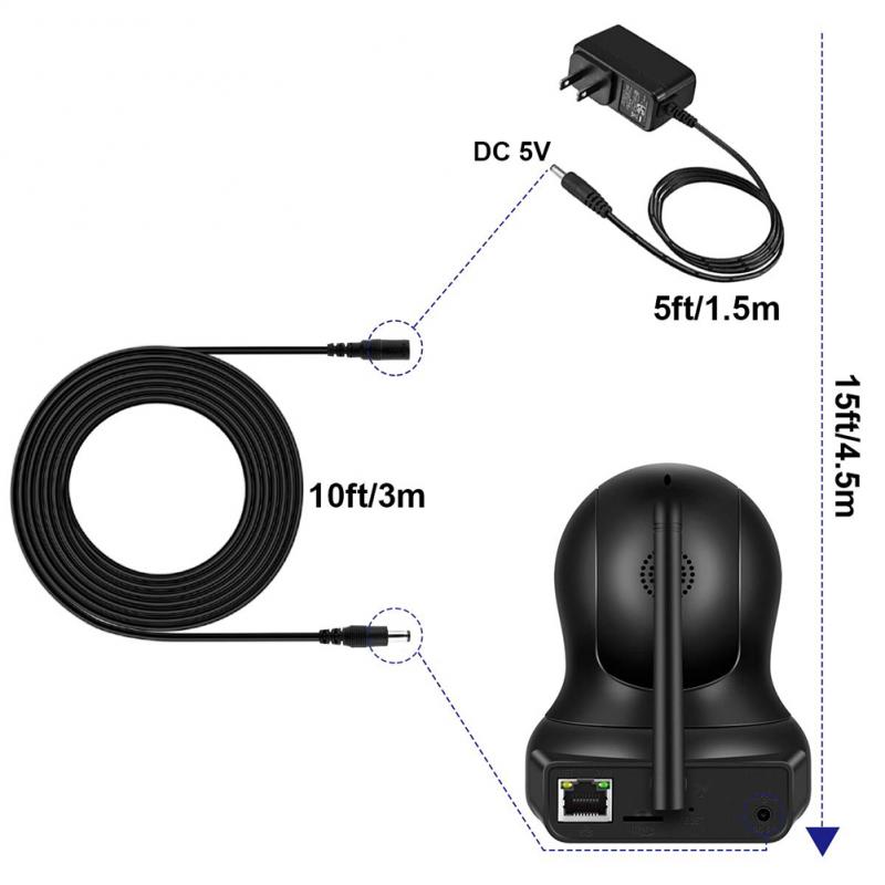 5M/10M Female To Male Plug CCTV DC Power Cable Cord Adapter 12V Power Cords 5.5mmx2.1mm For Camera Power Extension Cords