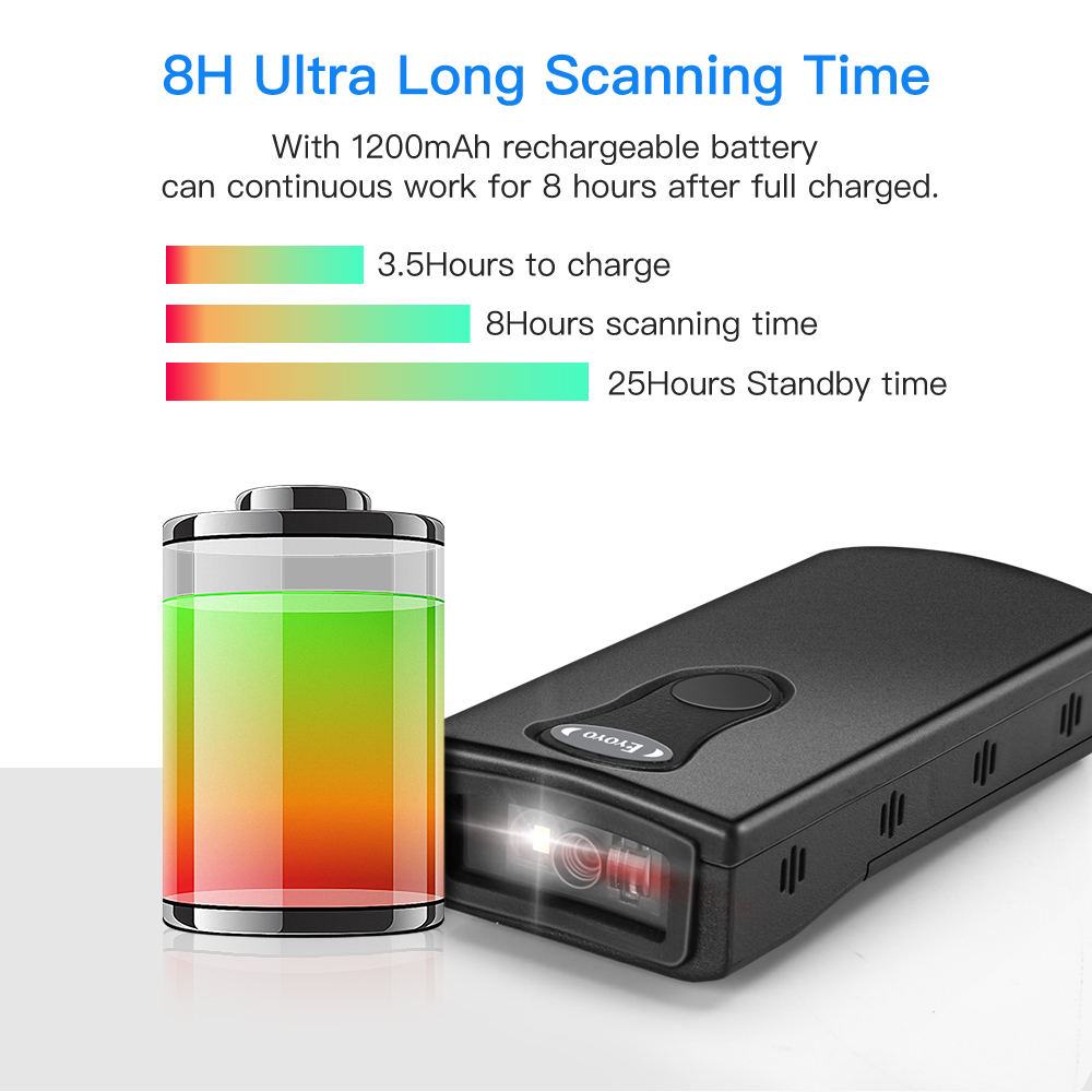 Eyoyo Bluetooth 1D QR 2D Barcode Scanner USB Wired & 2.4G Wireless & Bluetooth Bar Code Reader Portable CCD Screen Scanner