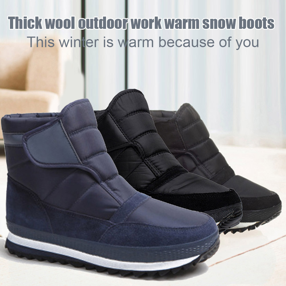Men Snow Boots Winter Warm Waterproof Fleece Lined Ankle Boots Hiking Casual Shoes WHShopping