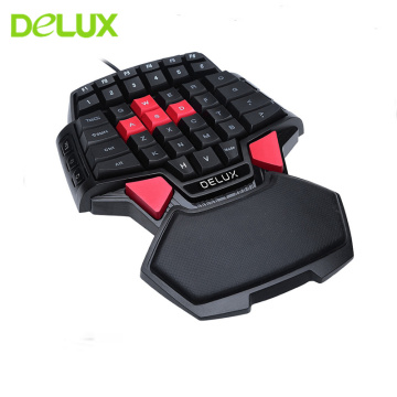 Delux T9 Single Handed Game Keyboard Ergonomic Computer Gaming keyboard RGB Backlight Tablet Wireless Keyboard For Laptop PC Mac