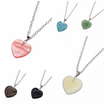 Heart Shaped Natural Stone Pendants Healing Chakra Reiki Love Charm Bulk for Jewelry Making Wholesale