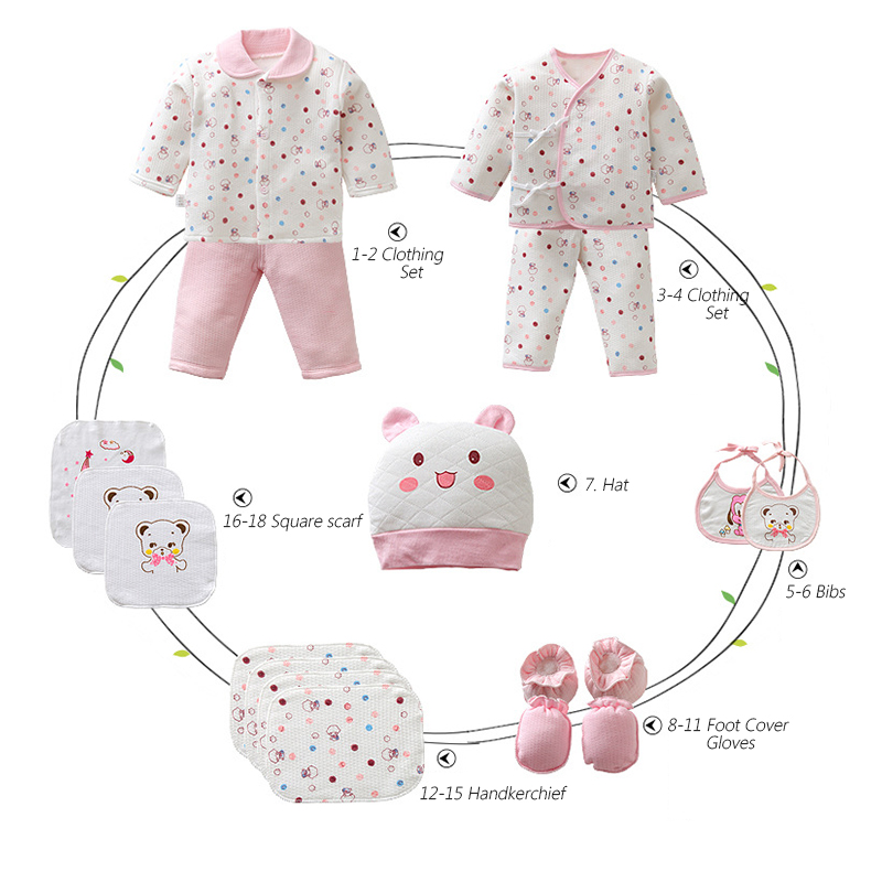 2020 Top 18PCS Baby Clothes for Babies Pure Cotton Newborns Gift for Baby Underwear Suit Maternal 100% Cotton Baby Clothing Sets