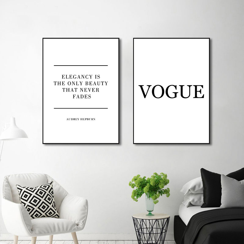 Fashion Flower Woman Poster and Print Coco Quotes Wall Art Canvas Painting Black White Vogue Pictures for Living Room Home Decor