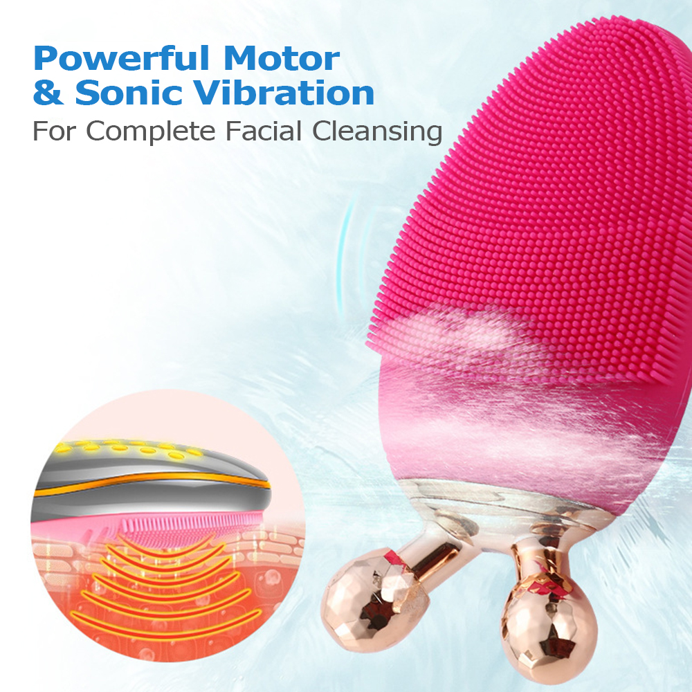 Home SPA Remove Dirt Skin Care Tool Face Massage Cleanser Waterproof Silicone Electric Facial Cleansing Brush With Massager