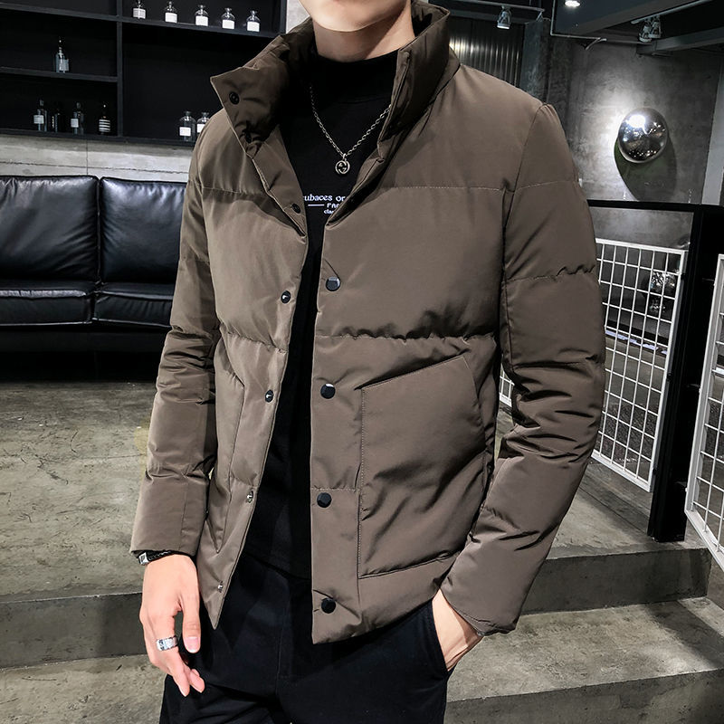 MrGoldenBowl New 2020 Autumn Men's Clothing Single Breasted Stand Solid Casual Style Men's Parkas Short Regular Broadcloth