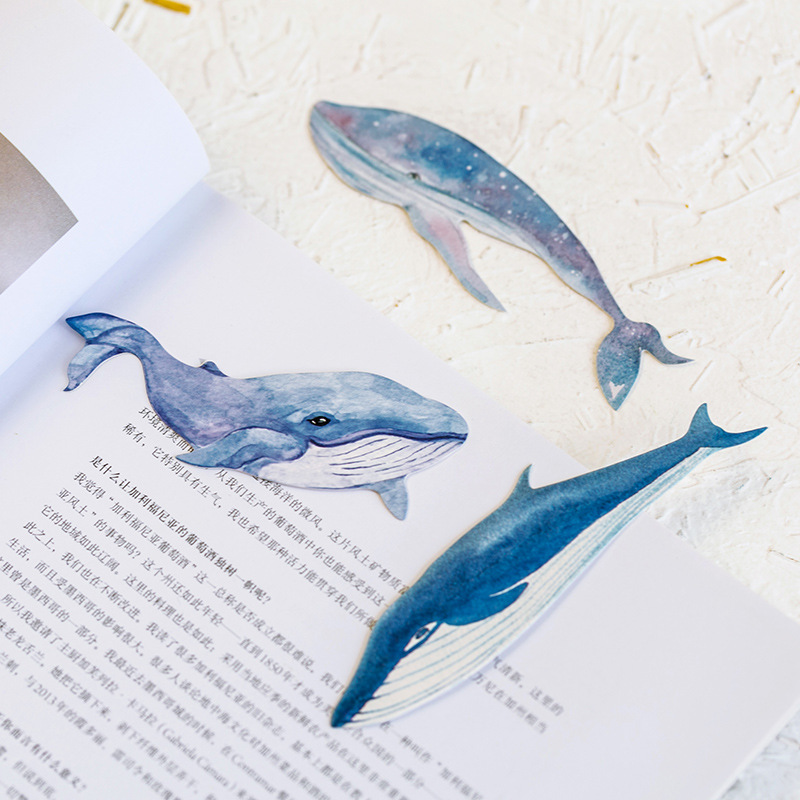 30 pcs/set Whale Fish Paper Bookmark Stationery Bookmarks Book Holder Message Card School Reading Supplies Papelaria