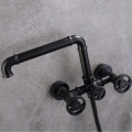 Bathtub Faucets Industrial Style Bath Shower Set Gold Bathtub Mixer Tap Dual Contral Shower Wall Mounted For Bathroom XT429