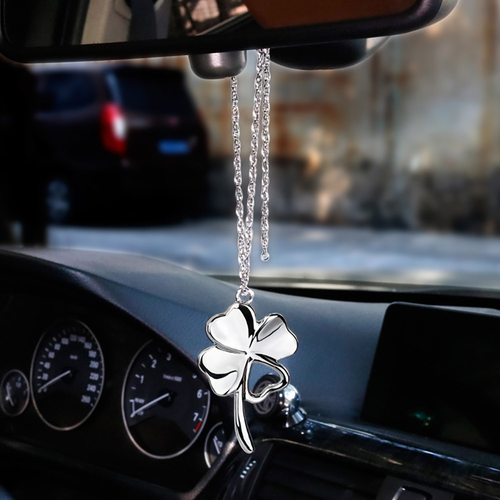 Car Rearview Mirror Decoration Pendant Pendant Car Decoration Suspension Ornaments Gift Car Pendant Metal Lucky Four-leaf Clover