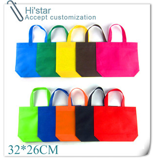 32*26cm 20pcs/lot wholoesale custom printed logo gift non woven bag promotion hand handle shopping bag free shipping