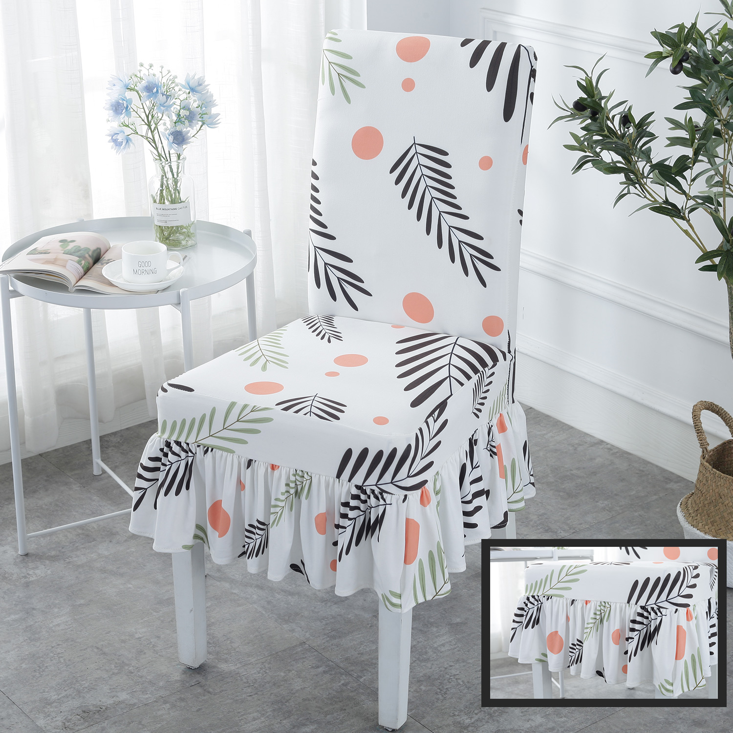 Apartment Home Usage Fancy Patterned Dining Chair Covers Spandex To Protect Chairs From Spills Stains Dirt Grime Wear Shabby