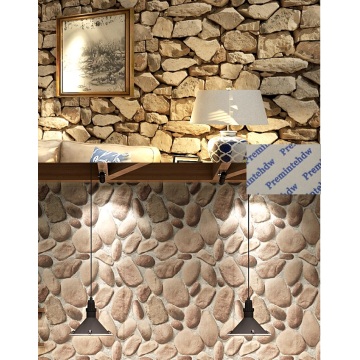 0.53*9.5Meter Stone Brick Cobble Pebble Effect Non-self-adhesive Wallpaper Bedroom TV Background Home Commerical Weathered