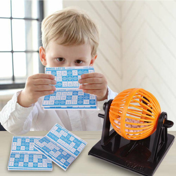 Large Traditional Bingo Game Family Revolving Ball Dispenser Machine Balls Cards