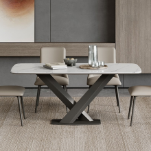 Sintered Stone Dining Table with V-Shaped Base