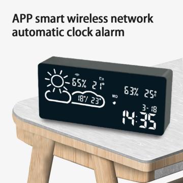 New LED Digital Alarm Clock Radio With Temperature And Humidity Clock APP Control Smart Home Clocks Table Decor Dropshipping