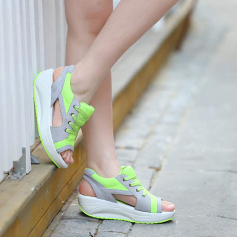 Fashion Summer Women Sandals Casual Mesh Breathable Shoes Woman Ladies Wedges Sandals Lace Platform Sandals