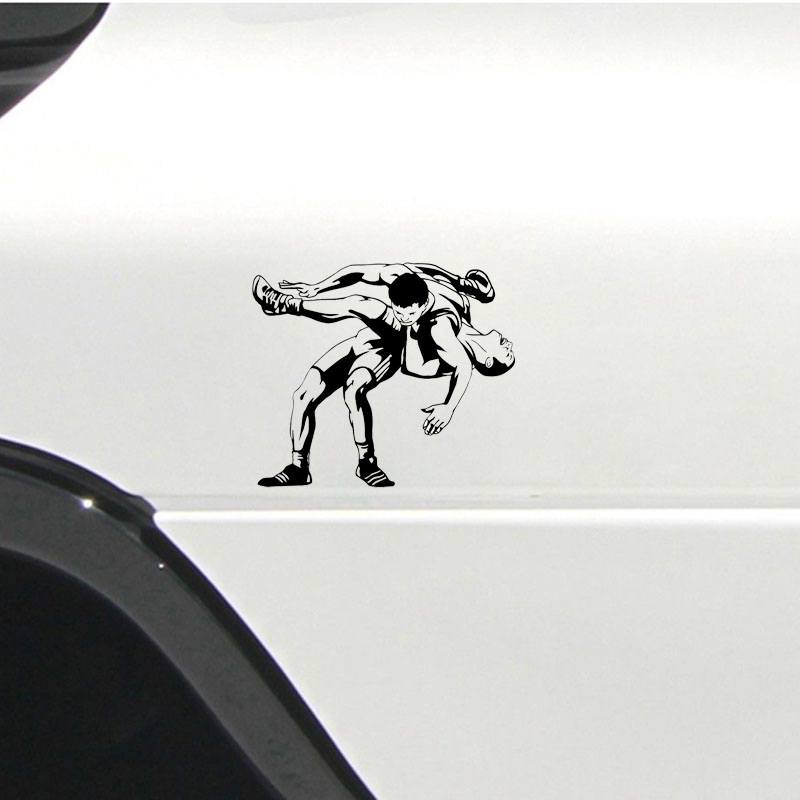QYPF 15.6*13.4CM Mysterious Wrestling Stickers Car Styling Vinyl Accessories Silhouette C16-0409