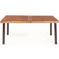 3 Pieces Picnic Table Set Acacia Wood Table Bench with Steel Legs Outdoor Patio HW66353+HW66354