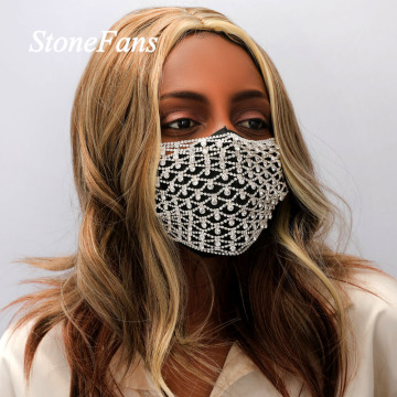 Stonefans Fashion Eye Rhinestone Facemask Cover Jewelry for Women Statment Bling Body Chain Decoration Mask Nightclub Party