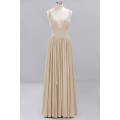 Robe Demoiselle D'honneur Sexy Slit Champagne Gold Bridesmaid Dresses Long Satin V Neck Formal Prom Party Gown BM0141