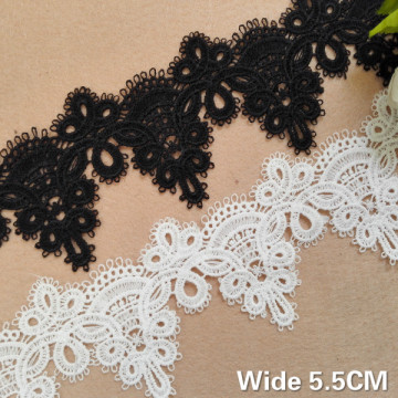 5.5CM Wide Cotton Hollow 3D Embroidered Flowers Fabric Lace Appliques Handmade DIY Dress Collar Curtains Trim Decorative Ribbon