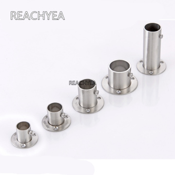 2pcs/lot Stainless steel pipe bracket 19-32mm Dia Tube support Flange Seat for Wardrobe Hanging Rail Rod Pole Socket End Holder