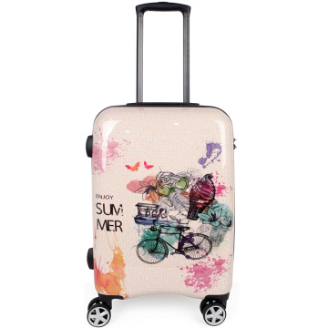 NEWCOM Luggage 24 Inch Hardside Trolley Case with 4 Spinner Wheels TSA Lock Printing Suitcase