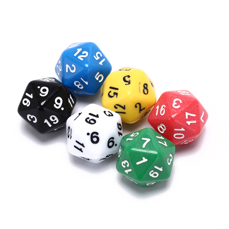 6Pcs Multi-Sided Dices Mixed Color Hot Selling Acrylic Ktv Fun Dice Board Game D20 Dices