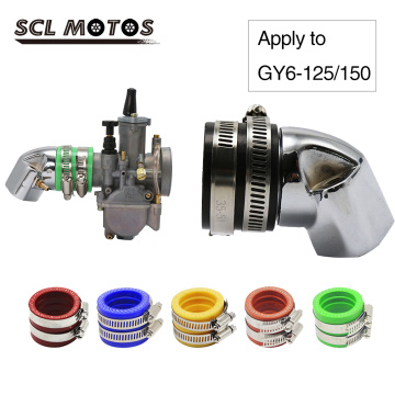 SCL MOTOS 1 Set Aluminum Alloy Intake Manifold With 35mm Carburetor Interface For Motorcycle Scooter GY6 125 GY6 150