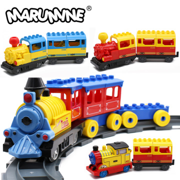 Marumine Battery Operated Duplo Blocks Train Toys with Light Sound Electric Building Bricks Railway Part Brithday Gift for Kids