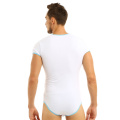 iiniim Mens Adult Baby & Diaper Lover Lingerie Bodysuit Bodystocking Crotch Front Printed Sissy Gay Male Bodysuit Romper Pajamas