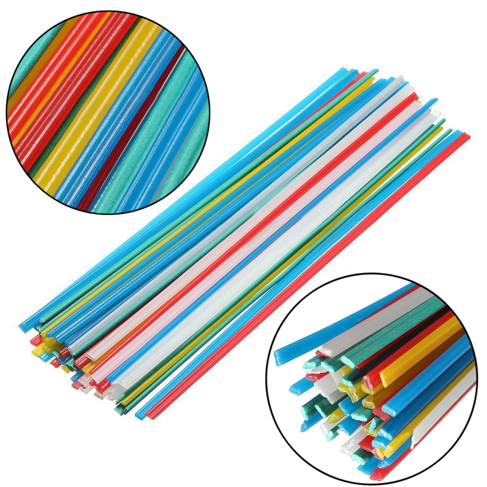 50pcs Plastic Welding Rods 25cm Welder Sticks 5 Color Blue/White/Yellow/Red/Green