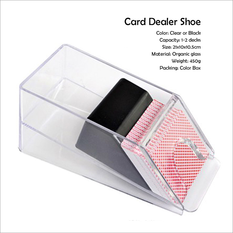 Playing Card Dealer Shoe for 1-2decks Capacity Clear or Black Acryl Cardcase Texas Hold'em Player love