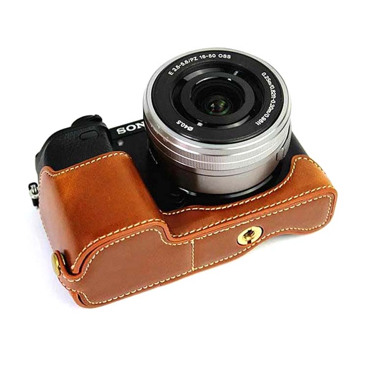 2017 New Leather Camera case bag Half Body for Sony ILCE-7M2 A7II A7 II Camera Half Bag Bottom Camera Strap Camera Video Bag