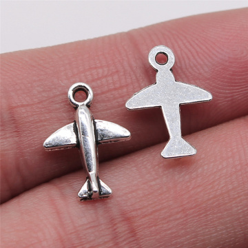 WYSIWYG 20pcs/lot Aircraft Charms For Jewelry Making 11x15mm Antique Silver Color Jewelry Accessories