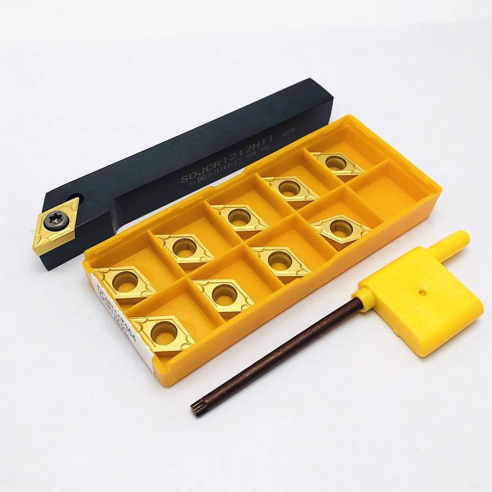 SDJCR1212H11 SDJCR1616H11 SDJCR2020k11 SDJCR2525M11 CNC external turning tool holder+10PCS DCMT11T304 DCMT11T308 carbide blade