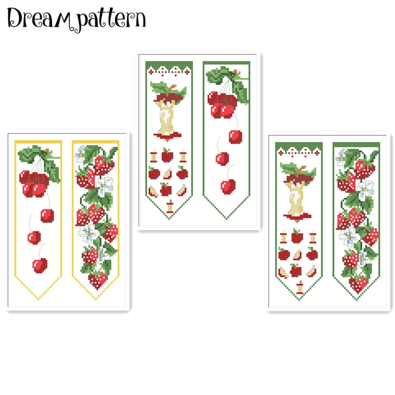 Apple fruits patterns on both sides bookmarks cross stitch kit counted 18ct 14ct Plastic Fabric needlework embroidery Craft kit