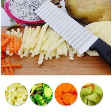 Potato French Fry Cutter Stainless Steel Serrated Blade Easy Slicing Banana Fruits Potato Wave Knife Chopper Kitchen Accessories