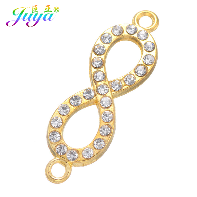 Wholesale 20pieces/lot Cz Rhinestones Gold/Silver Color Infinity Charm Connectors Accessories For DIY Jewelry Making