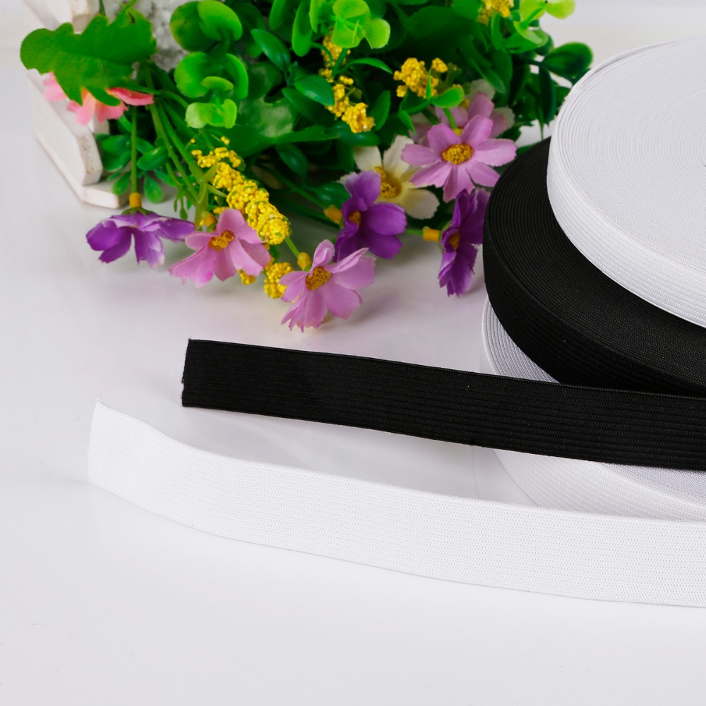 Black White Multi Size Flat Thin Wide Elastic Rubber Band Clothing Nylon Webbing Garment Sewing Accessories 5 yards/lot
