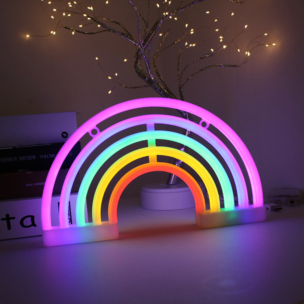 LED Cute Rainbow Neon Light Wall Art Sign Lamps Christmas Neon Bulb Tube for Bedroom Home Party Holiday Decor