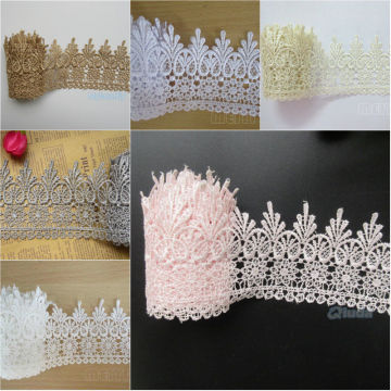 1 Yard 90mm Polyester Flower Lace Trim Ribbon Fabric Embroidered Applique Sewing Craft Crochet Wedding Dress Clothes Gift