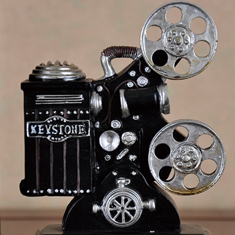 Retro Camera Bookend Movie Film Projector Black Silver Collector's Project Creative Bookcase Vintage Jewelry Study Room Study Ho