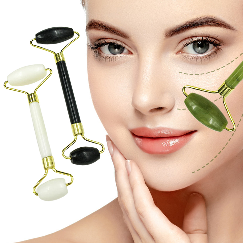 2/1Pcs Natural Jade Roller Face Lift Massage Body Neck Massager Jade Stone Double Head Skin Lifting Anti Wrinkle Beauty Tool