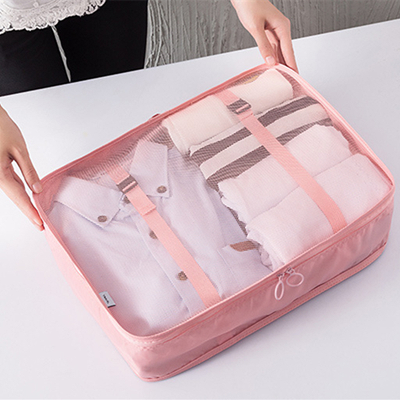 RUPUTIN New 6PCS/Set High Quality Cloth Waterproof Travel Mesh Bag In Bag Luggage Organizer Packing Cube For Travel Accessories