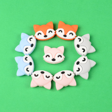 10Pcs/Lot Cartoon Silicone Beads BPA Free Cat Heads Shape Beads Teething Toys Baby DIY Animal Baby Teether Wholesale