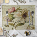 Vintage Flowers Table Mat Cotton Linen Placemats For Children Kids Kitchen Dining Place Mats Pads