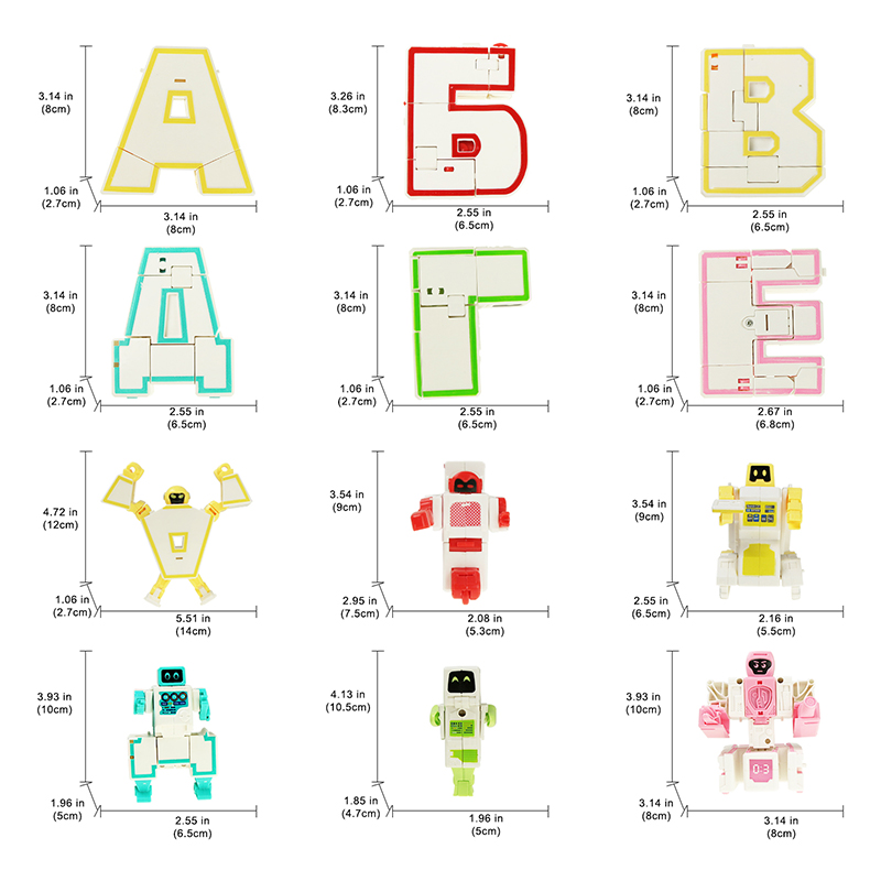 6pcs/set Magic Russian Transformation Letter Robot Assembly Deformation Robot Puzzles Educational Toys for Kids Boys Gift